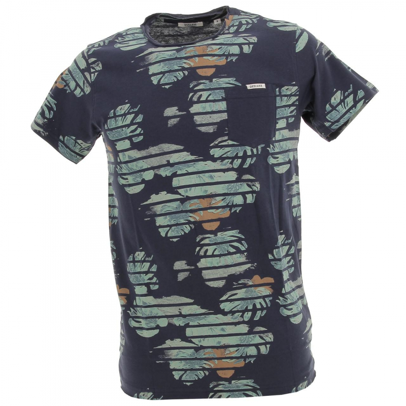 T-shirt zonia feuillage bleu marine homme - Deeluxe