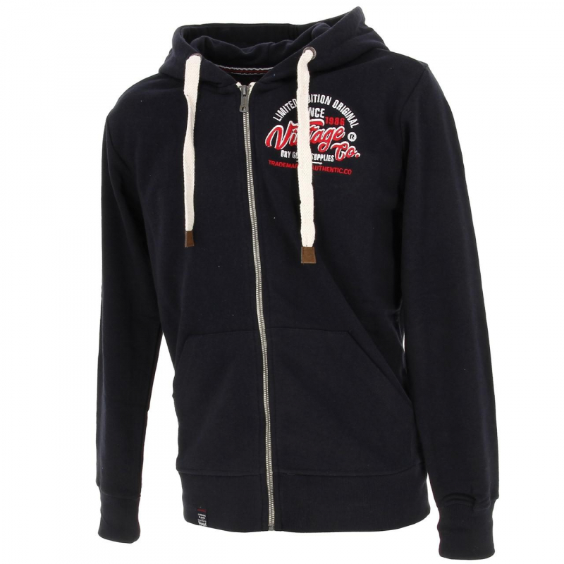 Sweat zippé à capuche atelo bleu homme - La Maison Blaggio