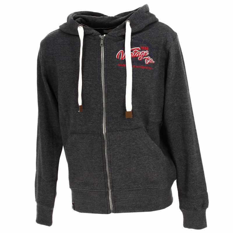 Sweat zippé à capuche atelo gris homme - La Maison Blaggio