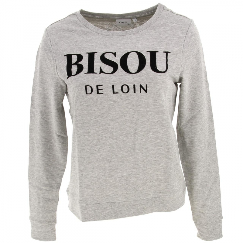 Sweat clara bisou gris femme - Only