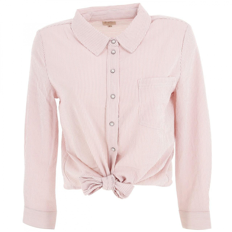 Chemise noeud manches longues lecey rose/blanc femme - Only