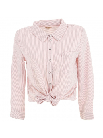 Chemise noeud manches longues lecey rose/blanc femme - Only