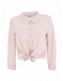 Chemise noeud manches longues lecey rose/blanc femme - Only