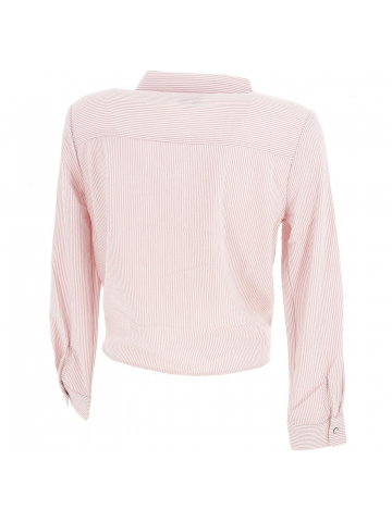 Chemise noeud manches longues lecey rose/blanc femme - Only