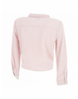 Chemise noeud manches longues lecey rose/blanc femme - Only