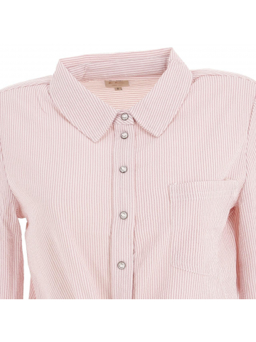Chemise noeud manches longues lecey rose/blanc femme - Only