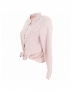 Chemise noeud manches longues lecey rose/blanc femme - Only