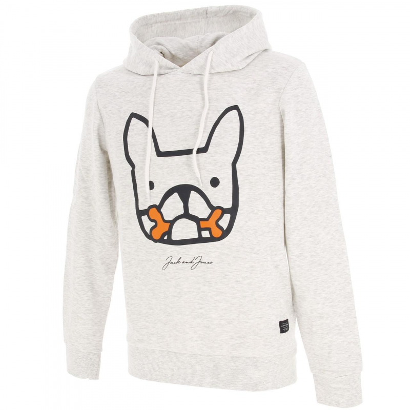 Sweat à capuche dog and bones écru homme - Jack & Jones