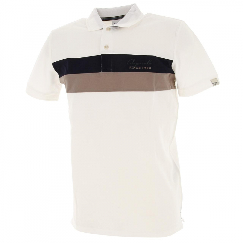 Polo blocks blanc homme - Jack & Jones