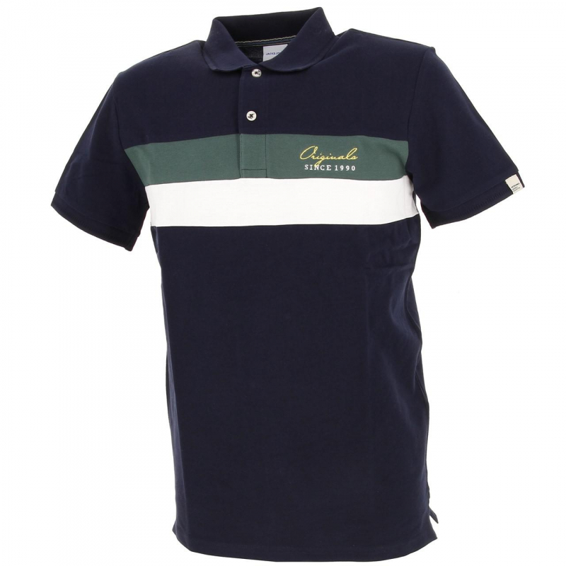 Polo blocks navy bleu marine homme - Jack & Jones