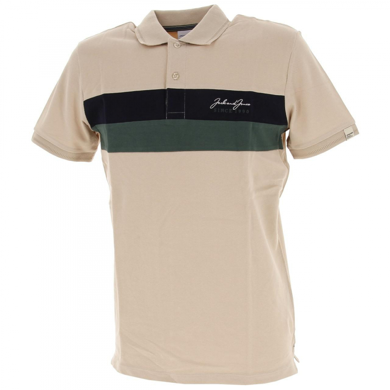 Polo blocks peyote beige homme - Jack & Jones