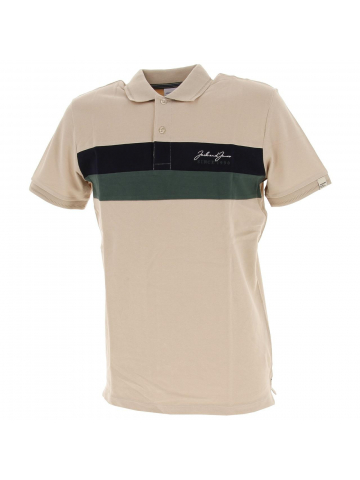 Polo blocks peyote beige homme - Jack & Jones